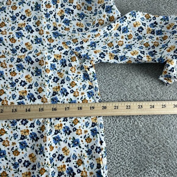 Mario Serrani Womens Floral V-Neck Top 3/4 Sleeves M Chiffon NWT 0294 - Picture 6 of 10